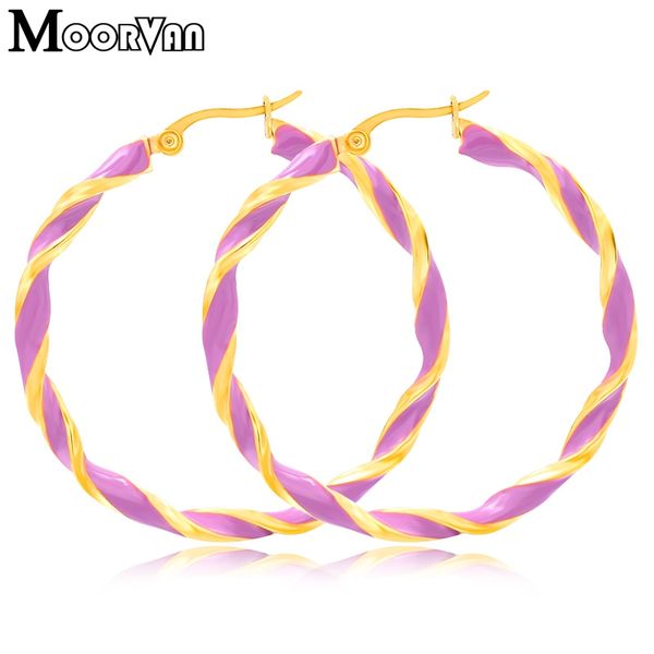 

moorvan promotional fashion stainless steel female twist earrings generous look good girlfriends shopping accessories ve773, Golden;silver
