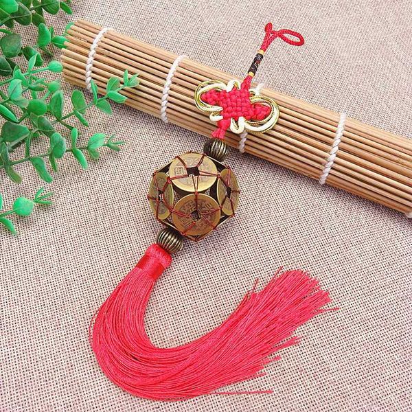 

selling new antique coins ten emperor money lucky charm copper money ball chinese knot car pendant gift ornaments