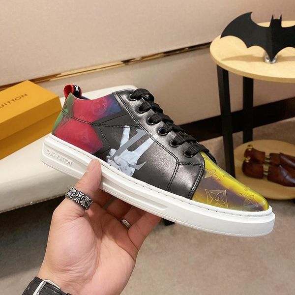 

2020sss luxury design leather printed breathable sports shoes fashion wild mens casual shoes mens banquet shoes size: 38-45, Black