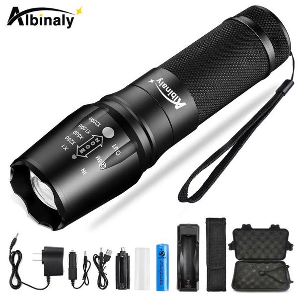 

flashlights torches ultra bright led t6/l2 waterproof torch 5 models zoomable use 18650 battery for camping, hunting, etc