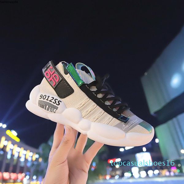 

version new korean summer baitao sports 2019 shoes female flying weaving socks shoes female breathable student dad leisure t16, Black