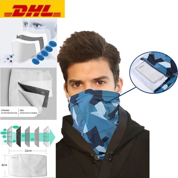 

US Stock Scarf Bandana Face Cover with a Filter Pocket Balaclava Fashion Neck Gaiter Protective Headband for Men Women Half Face Masks