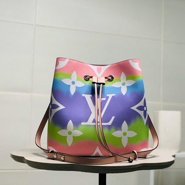 

fashion classic womens leather bucket bags handbag drawstring shoulder bag simple style lady messenger crossbody bags sale