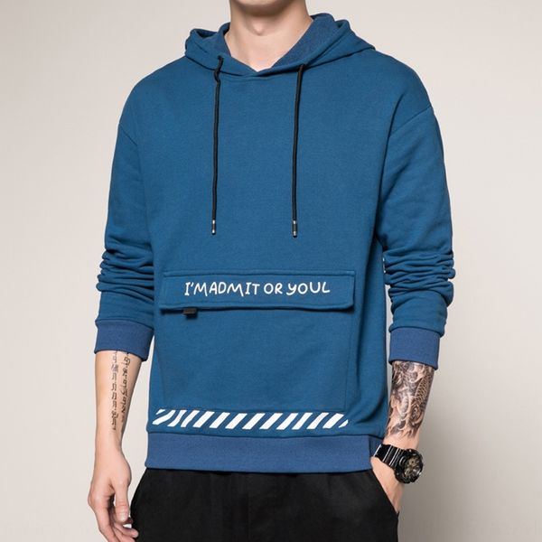 

осень 2020 новый мужской случайный капюшона мужского мода молодежной печать мода все-матч топ top свитер свитер свитер, Black