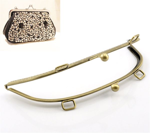 

pacgoth iron based alloy kiss clasp lock purse frame arch antique bronze 25.5x11cm, open size: 25.5x22cm, 1 pc, Black