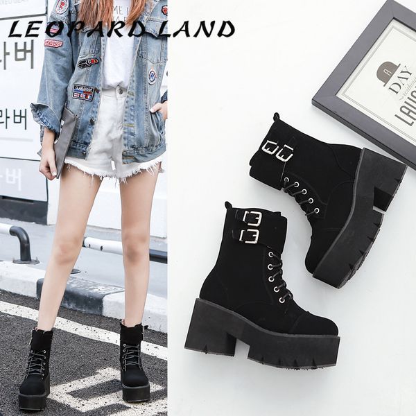 

leopard land 2020 boots mid calf boot black women fashion shoes round toe zipper boots buckle shoes women fashion df-jhm3348