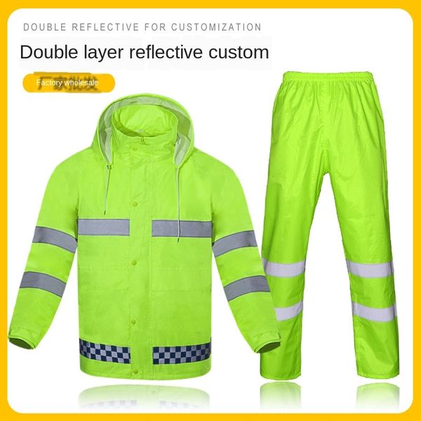 

xryza reflective raincoat split raincoat set labor protection sanitation fluorescent green fluorescent yellow urban clean and clean ma, Black