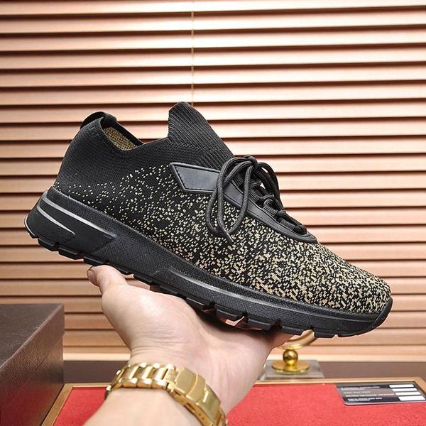 

fashion classic prax 01 knit fabric sneakers mens shoes with origin box comfortable autumn and winter casual shoes design lace -up men shoes, Black