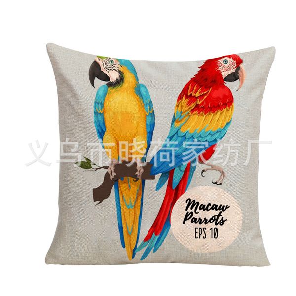 

factory direct linen pillow parrot series sofa office cushion pillow pillowcase