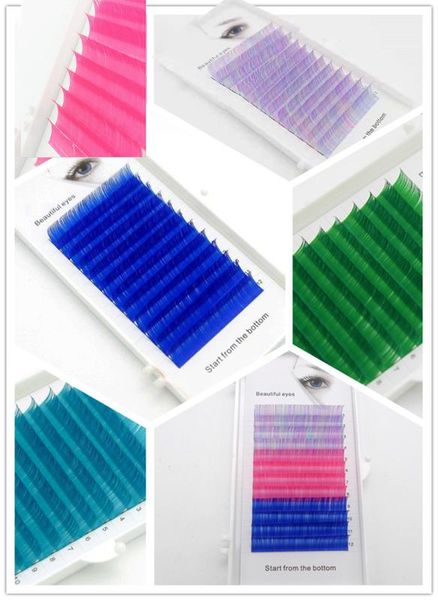 

2020 new c/d curl 0.07/0.1mm 8/15mm false lashes blue color eyelash individual colored lashes faux volume eyelash extensions