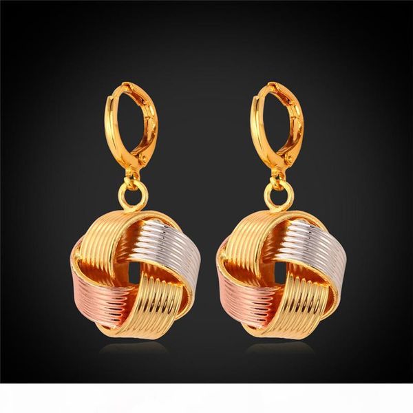 

women jewelry platinum 18k real gold rose gold plated multi-tone gold fancy ball charms drop earrings, Silver