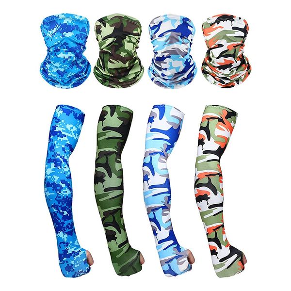 

12 pcs uv protection neck scarf with cooling arm sleeves set for outdoor activities sun dust protection, Black;gray