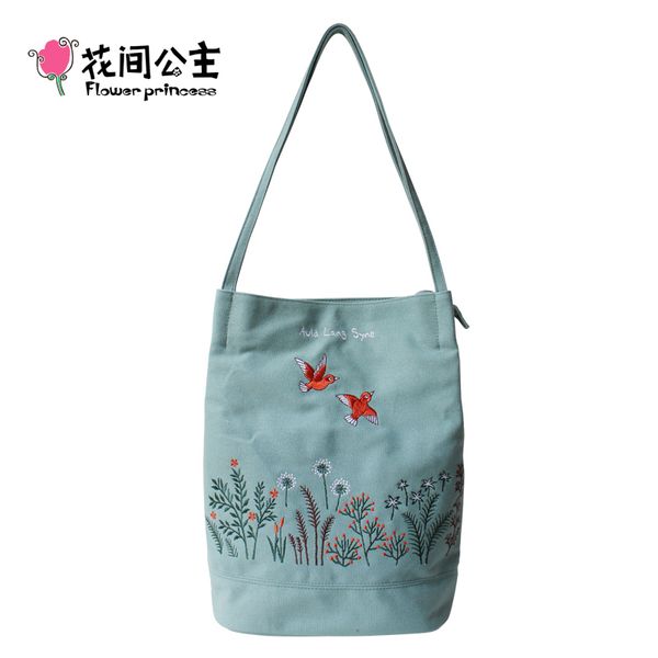 

flower princess women shoulder bag fashion canvas bag women large tote bags for embroidery ladies handbag