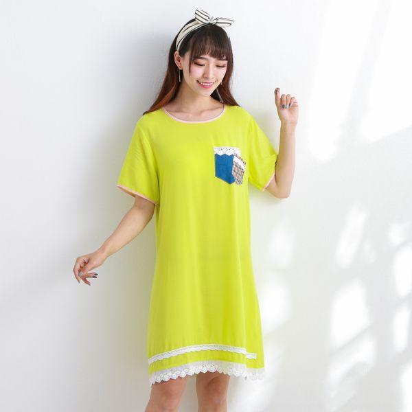 

lzlg3 special price women's nightdress pajamas short-sleeved large size solid color silk home es home es cotton cloth cotton cloth floo, Blue;red