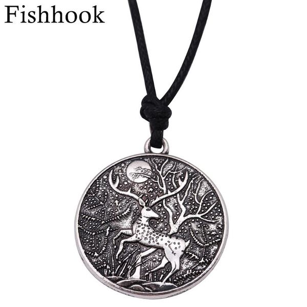 

fishhook supernatural zinc alloy sika deer necklace antique gold color pendant necklaces gift for woman man jewelry, Silver