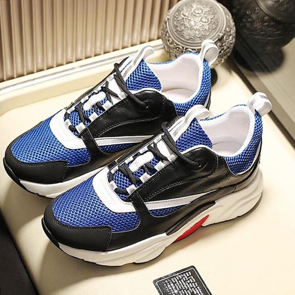 

luxury b22 calfskin sneaker men 's shoes lace -up plus size comfortable drop ship breathable casual shoes soft footwears autumn and wi, Black