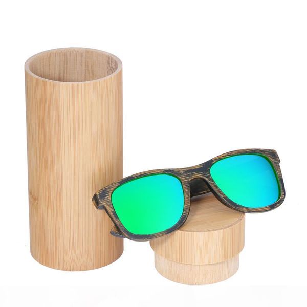 

2018 new fashion products men women glass bamboo sunglasses au retro vintage wood lens wooden frame handmade, White;black