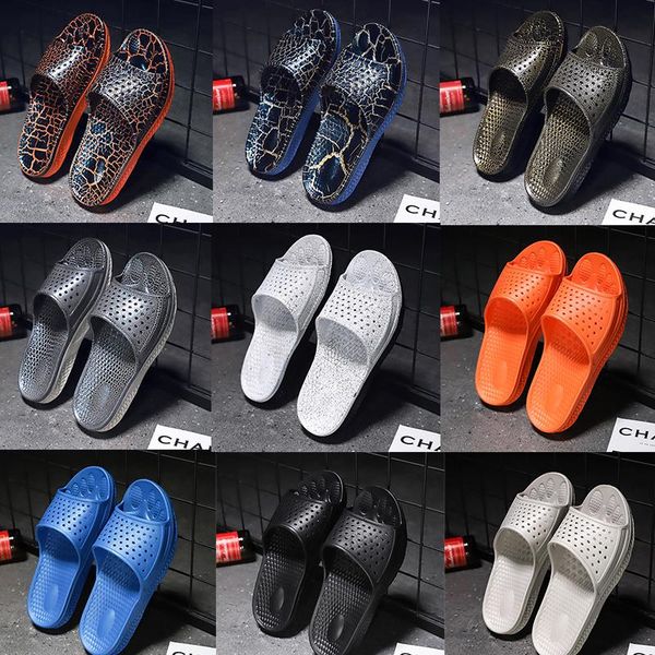 

9 colors men's shoes sandals and slippers summer massage bottom hole shoes casual wild wear non-slip personality fashion slippers size, Black
