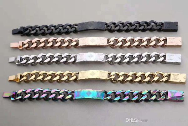 

fashion men 316l stainless steel punk bracelet designer five style color wedding jewelry box, Golden;silver