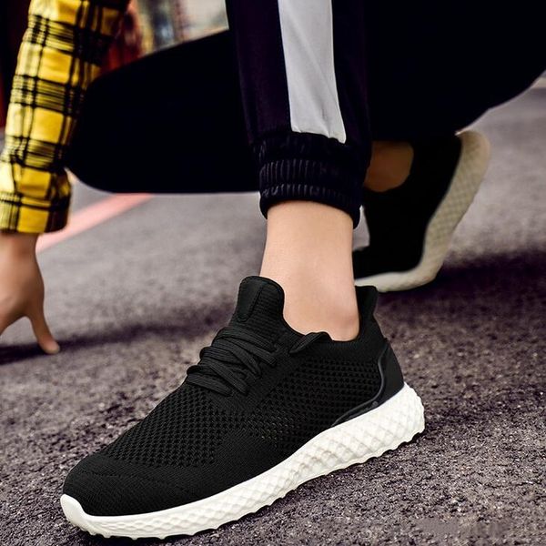 

горячие продажа лето новый спортивная обувь мужчины женщин trend дышащие кроссовки обувь повседневная обувь с коробкой большой размер 36-45, Black