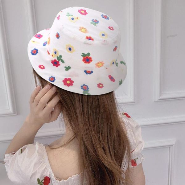 

breathable anti uv sweet fisherman cap flower print bucket hats for women mesh refined special caps bucket hat, Blue;gray