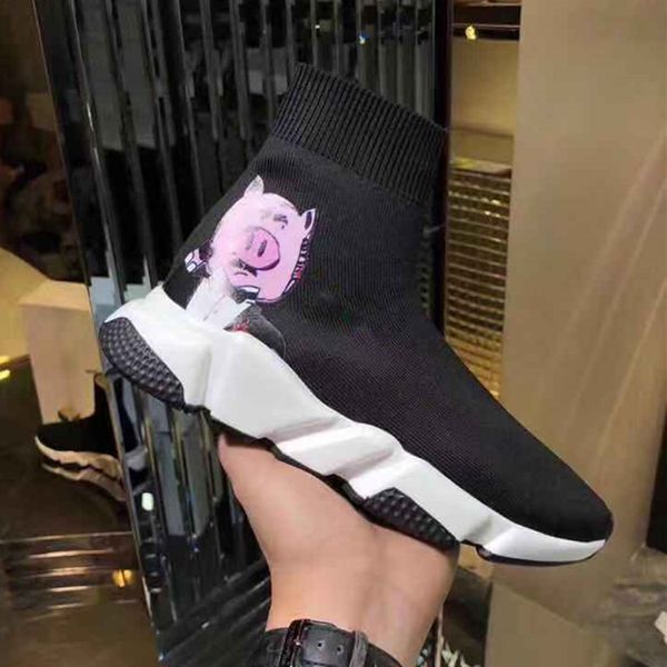 

2020 new air wool knitted speed sports shoes classic brand designer men's and women's fashion flat shoes paris women's shoes, Black