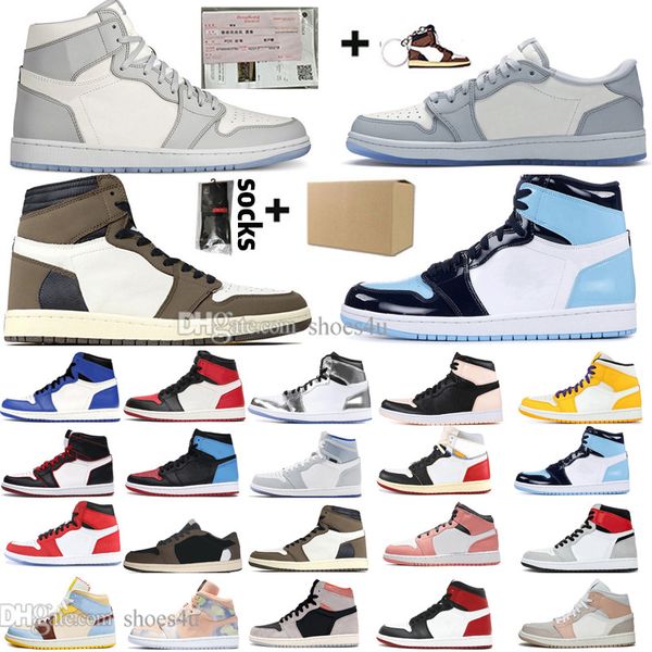 

1 High Travis Scotts Fearless Panda Obsidian Green Men Basketball shoes Tie Dye Multi UNC 1s Chicago Banned Bred men women sneakers trainers