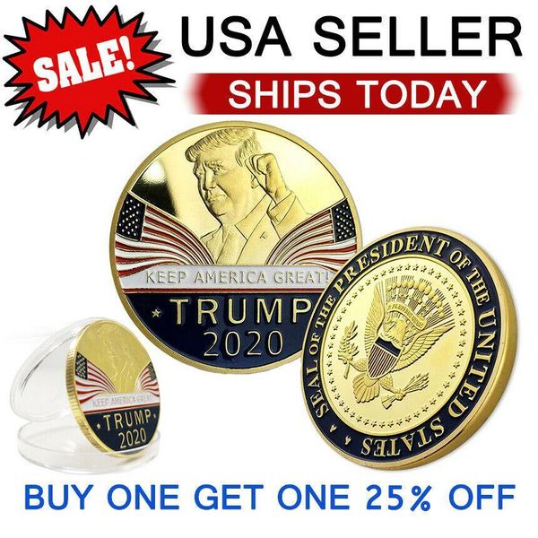 

keep america great 2020 donald trump commemorative coin american president gold coins silver badge metal craft collection republican dhc261