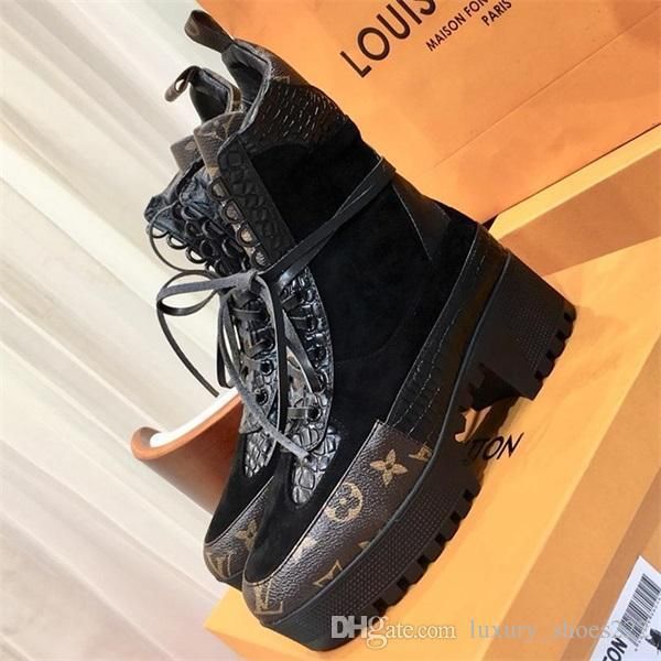 

35-41 laureate desert boot womens thick bottom army military boots ladies fashion brand designer shoes luxury leather martin booties with bo