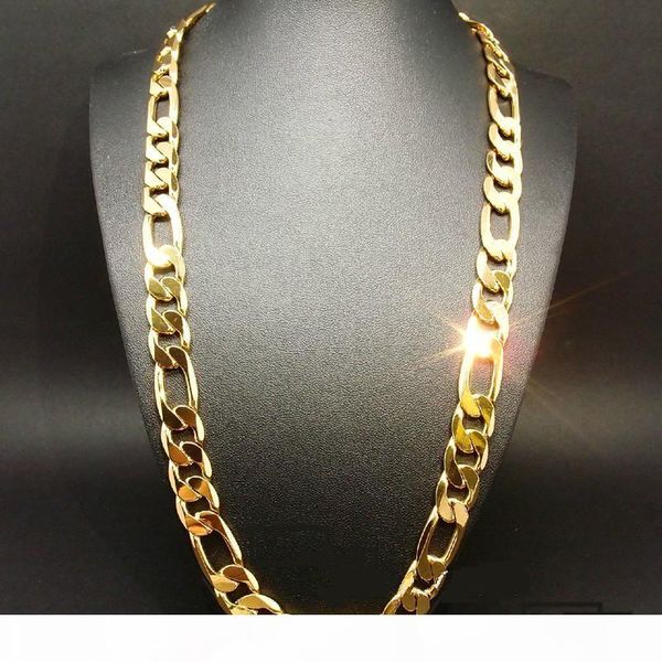 

k new heavy 94g 12mm 24k yellow solid gold filled men 's necklace curb chain jewelry ing, Silver