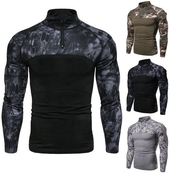 

2020ss sportwear mens new designer camouflage fitness tshirts long sleeve stand collar fashion casual apparel man, White;black