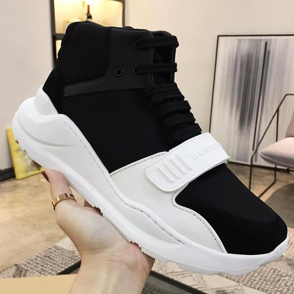 

drop ship men boots fashion classic skateboarding shoes vintage check cotton sneakers breathable high luxury men shoes, Black