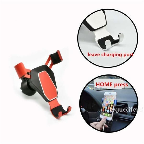

gravity phone holder for car, auto clamping metal arms, super tight clip, universal air vent mount cradle for iphone, samsung, andorid phone