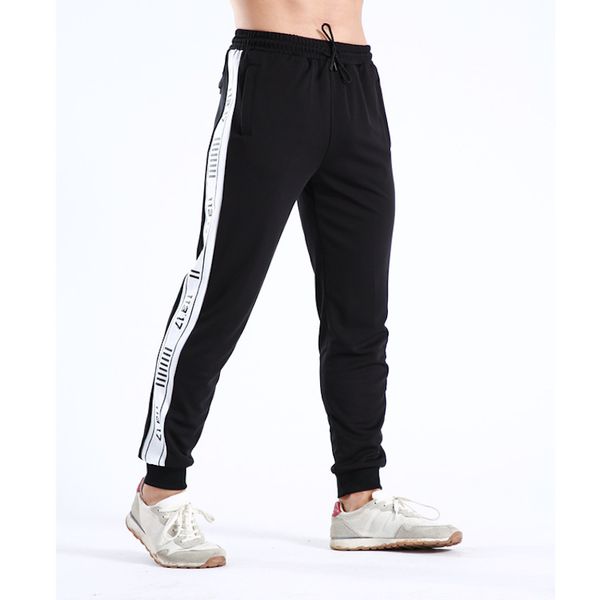 

running pants ef polyester man workout jogger sweatpants training slim trousers male gym fitness bodybuilding sports y7057, Black;blue