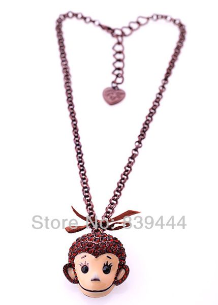 

new fashion jewelry red crystal monkey winter necklace, Silver
