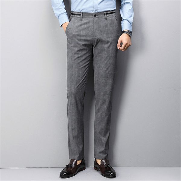 

men's suits & blazers mens suit pants summer men trousers me's business plaid casual slim straight, White;black