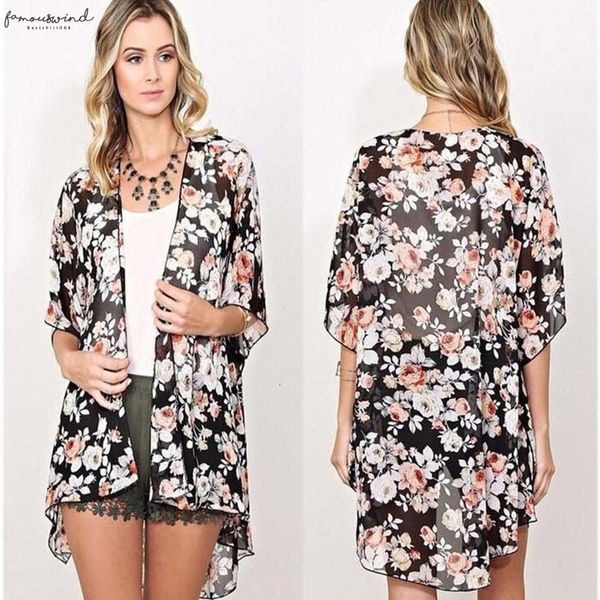 

2020 new ethinc women summer shirt vintage floral print blouses casual hippie boho kimono dolman sleeve cardigan ladies long blusas, White