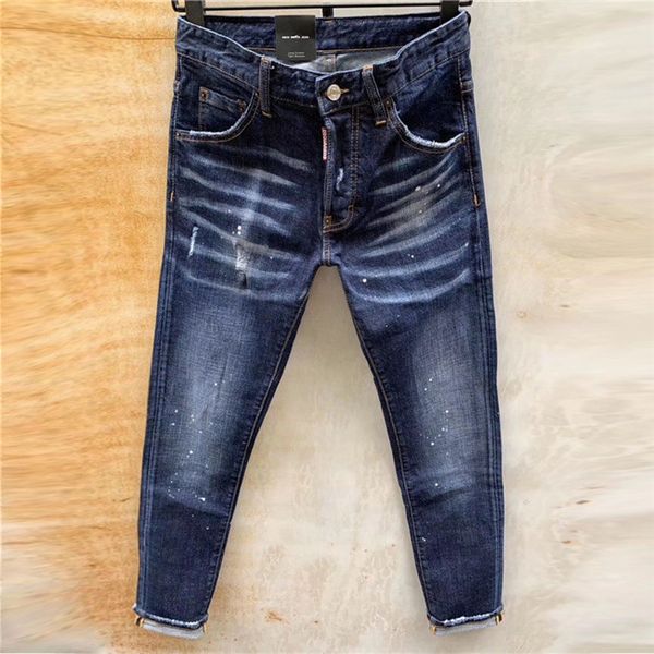 

2020 famous mens jeans designer jeans black slim elastic denim fashion fit zipper ripped skinny mens designer jeans fear of god, Blue