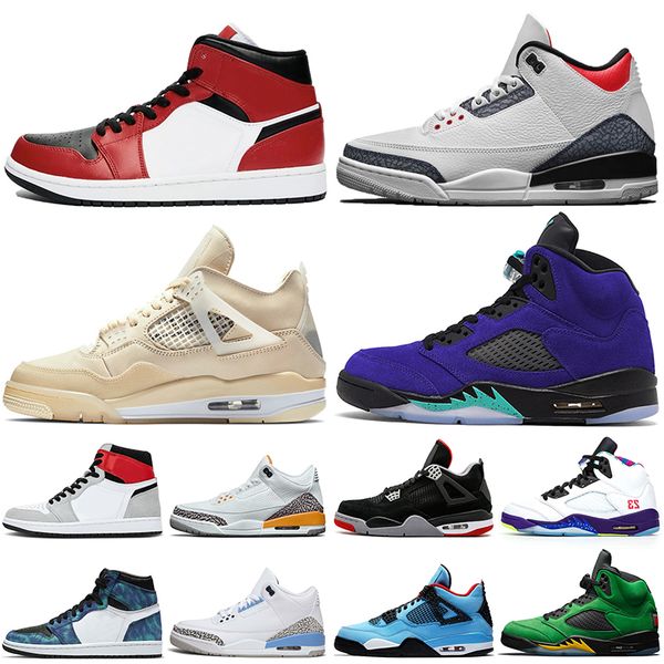 

womens mens basketball shoes jumpman 1 fashion 2020 mid chicago dnm fire red sail 4 4s travis scott 5 alternate grape 5s trainers, White;red