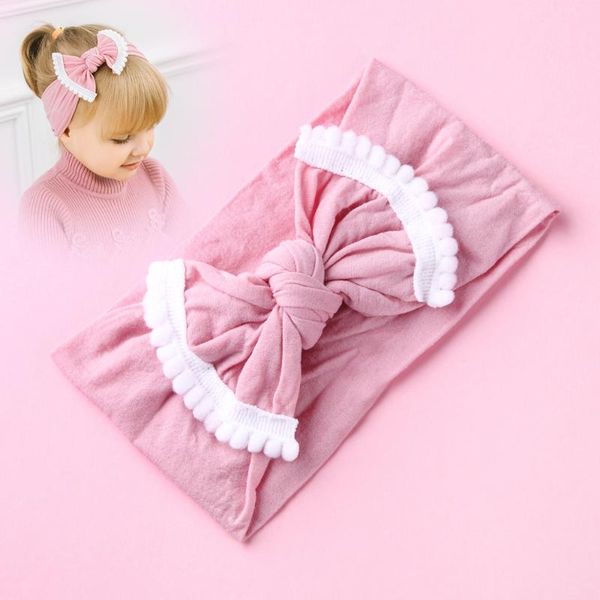 

1pcs new baby dot nylon headband hair edging ball elastic bow head wrap knot headwear turban headband hair accessories for girl, Slivery;white