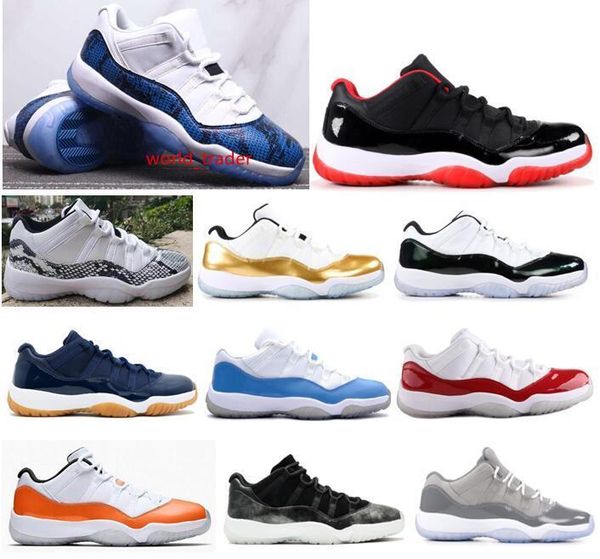 

new 11 low blue snakeskin bred closing ceremony navy gum basketball shoes men 11s jumpman unc cherry varsity red emerald sneakers 7-13