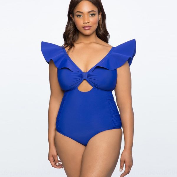 

2020 новый большого размером один цельный купальник сексуальных оборок плюс размер один цельный купальник для женщин 411939, White;black