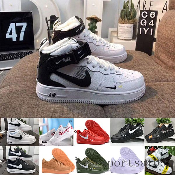 

wholesale 10x forces low airs cushion 1 one running shoes for men the pure white sports trainer women designes shoes us5.5-11 mi5rs, Black