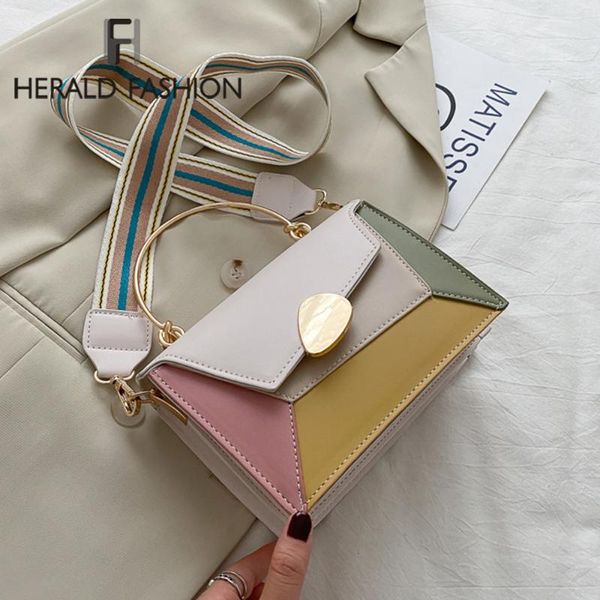 

fashion women chain crossbody bag leisure splice small square bag hit color shoulder advanced design messenger wide belt