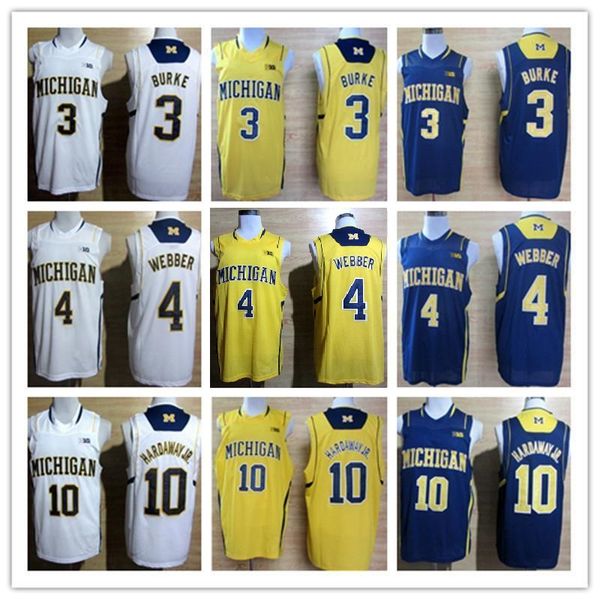 

#4 chris webber #1 glenn robinson iii #10 tim hardaway jr #3 trey burke michigan wolverines college basketball jersey xs-xxl vest jerseys nc, Black;red