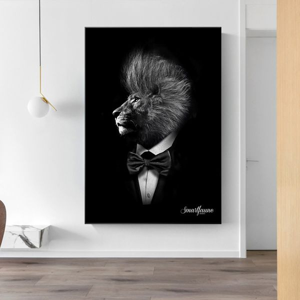 

черный классический лев wall art плакаты и печать животных gentleman лев холст картина картина для гостиной home decor design
