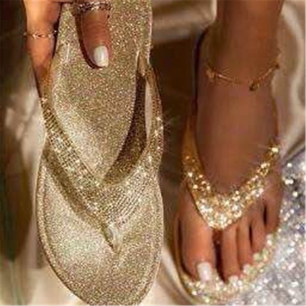 

женская елочки rhinestone тапочки большого размер плоского дна пляжной обувь женщина летние флип-флоп-бич тапочки, Black