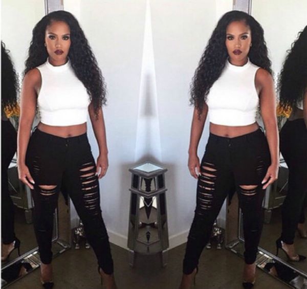 

женские дизайнерские джинсы big hole мода личность брюки нищий носить модные длинные штаны elastic ноги штаны 2020high талия tight sexy брюк, Blue