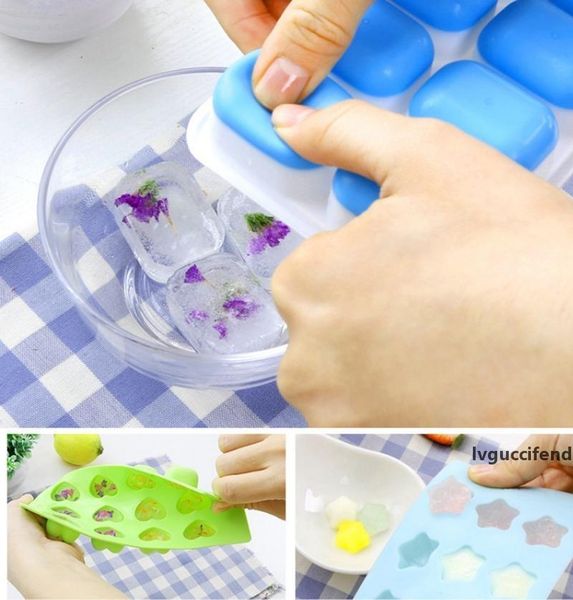 

ice cube mold 14-hole silicone ice cube tray with lid covered ice cube tray set icy cream tools blue green optional yw1051