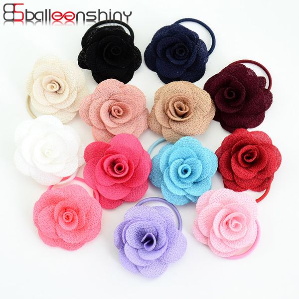 

balleenshiny 13pcs/lot baby girls flower hair rope new style beautiful children kids elastic hair bands fashion gum rubber band, Slivery;white